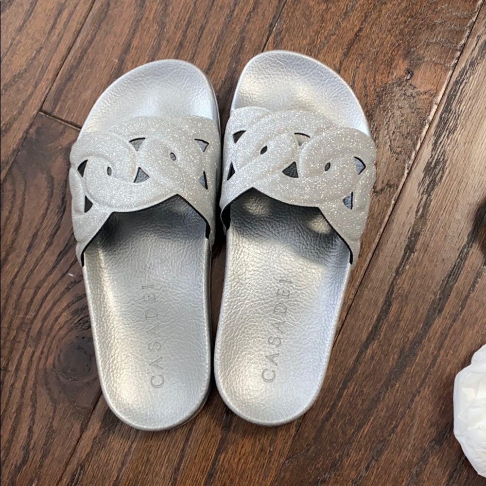 Casadei silver sandals sz 38